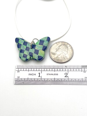Checkerd Butterfly Pendant - image4